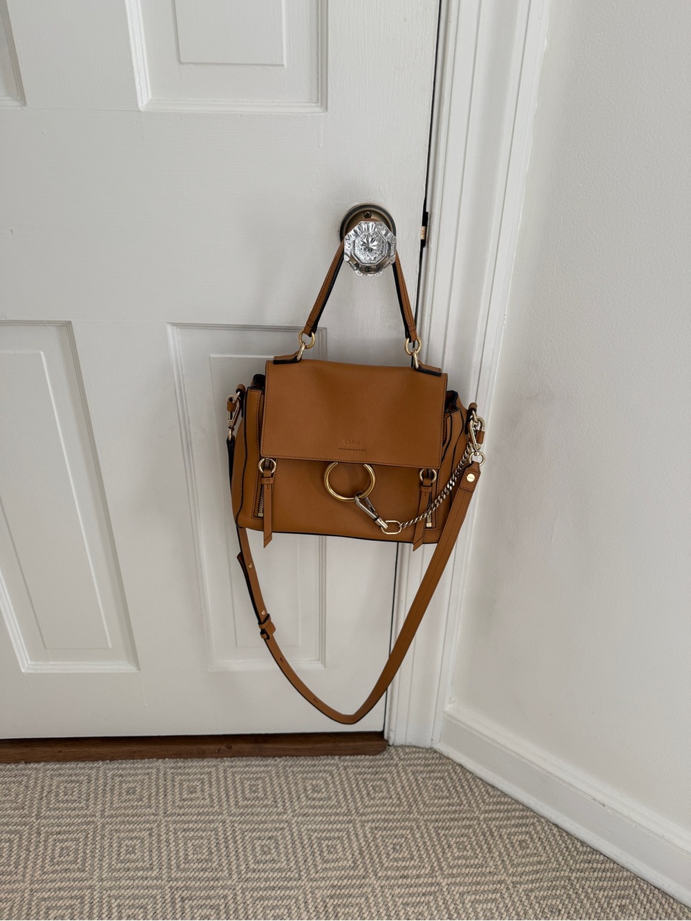 Chloe Mini Faye Day Bag Leather Top-Handle Satchel with Ring & Chain Hardware - Picture 2 of 10
